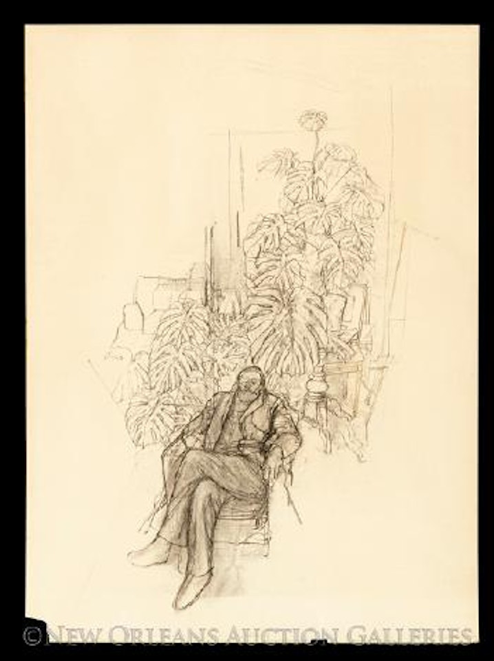 Homme Assise devant Les Feuillages by Sam Szafran