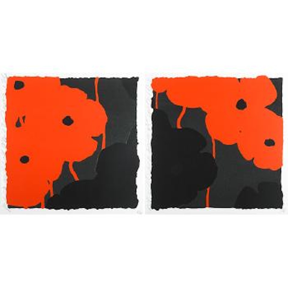 Two works of art: i) red and black; ii) black and red by Donald Sultan