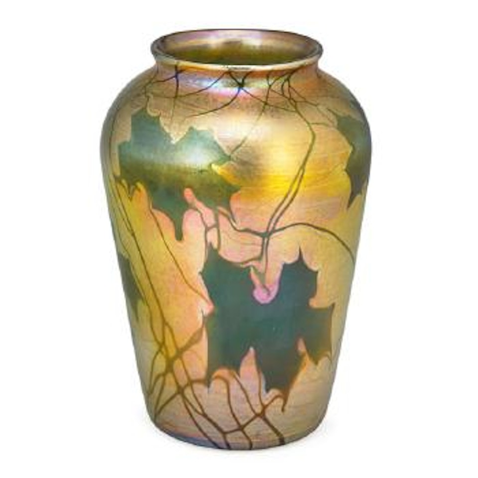 Gold leaf and vine vase by Tiffany Studios
