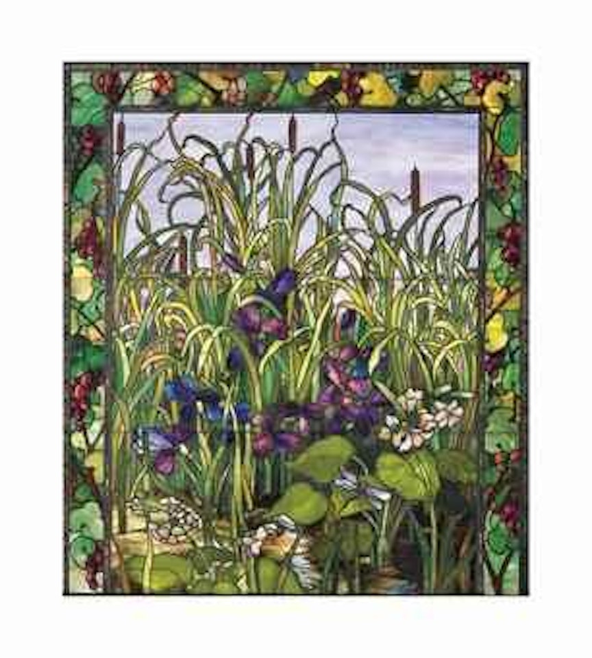 A landscape window from The Ansonia Hotel, New York by Tiffany Studios