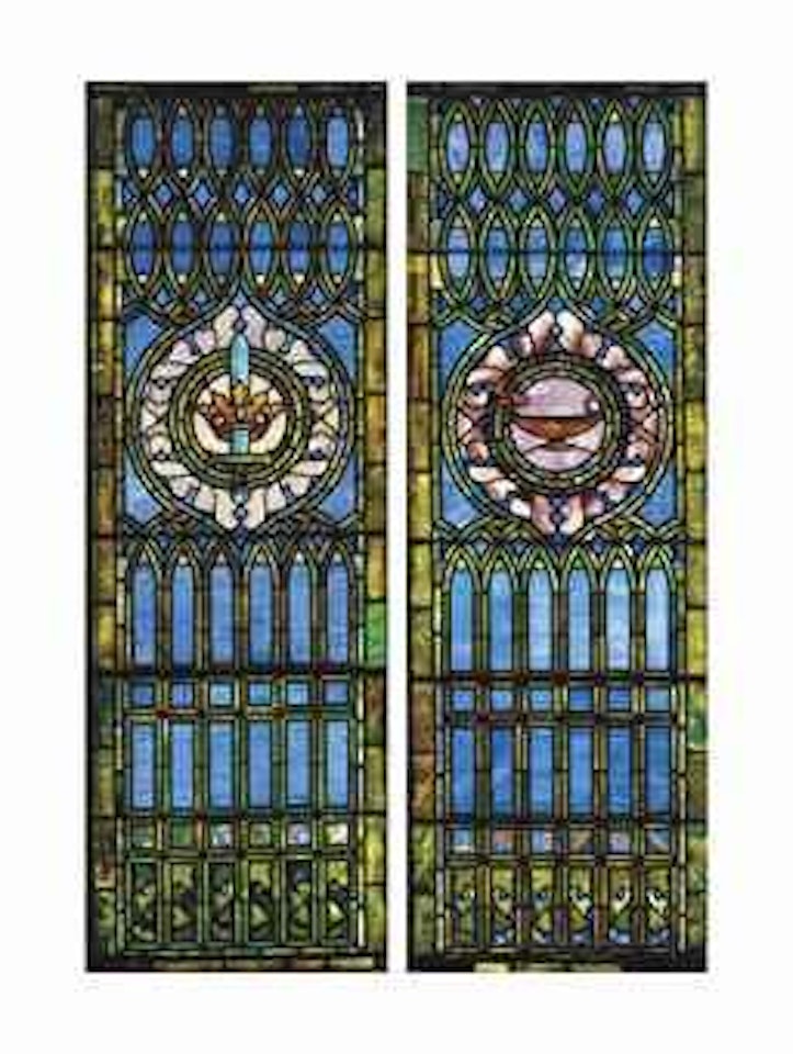 A pair of leaded glass windows from the First Presbyterian Church, Hoboken, New Jersey by Tiffany Studios