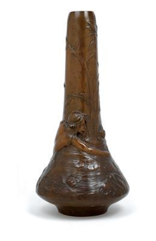 A vase decorated with a mermaid by Gustav Gurschner