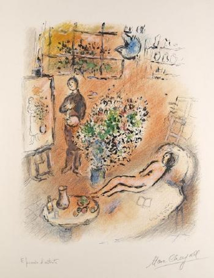 L'Atelier ensoleillé (Das in Sonne getauchte Atelier) by Marc Chagall