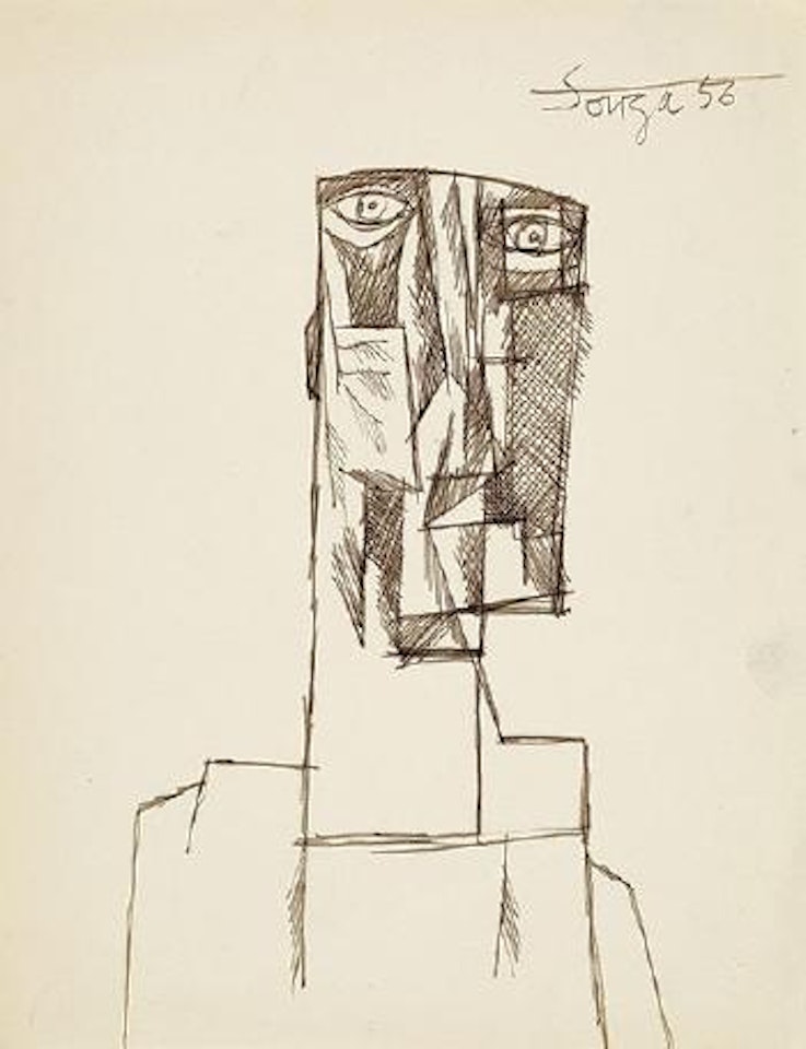 Untitled (Frightened head) by Francis Newton Souza