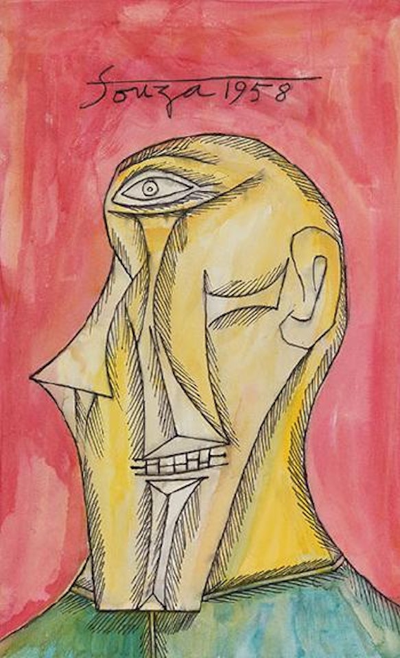 Untitled (Head of man in semi profile) by Francis Newton Souza