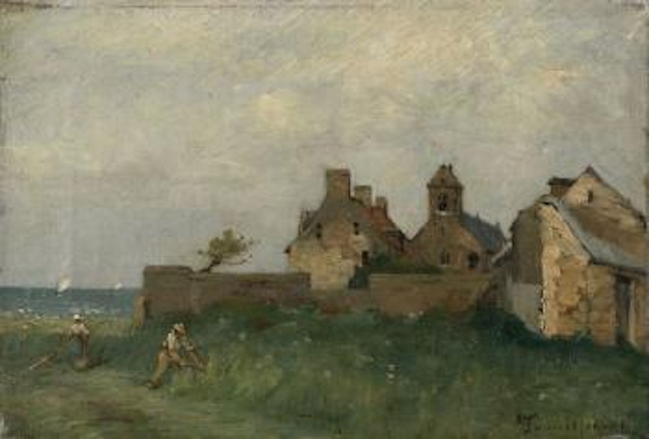 Faucheurs sur un littoral, Bretagne by Paul Désiré Trouillebert