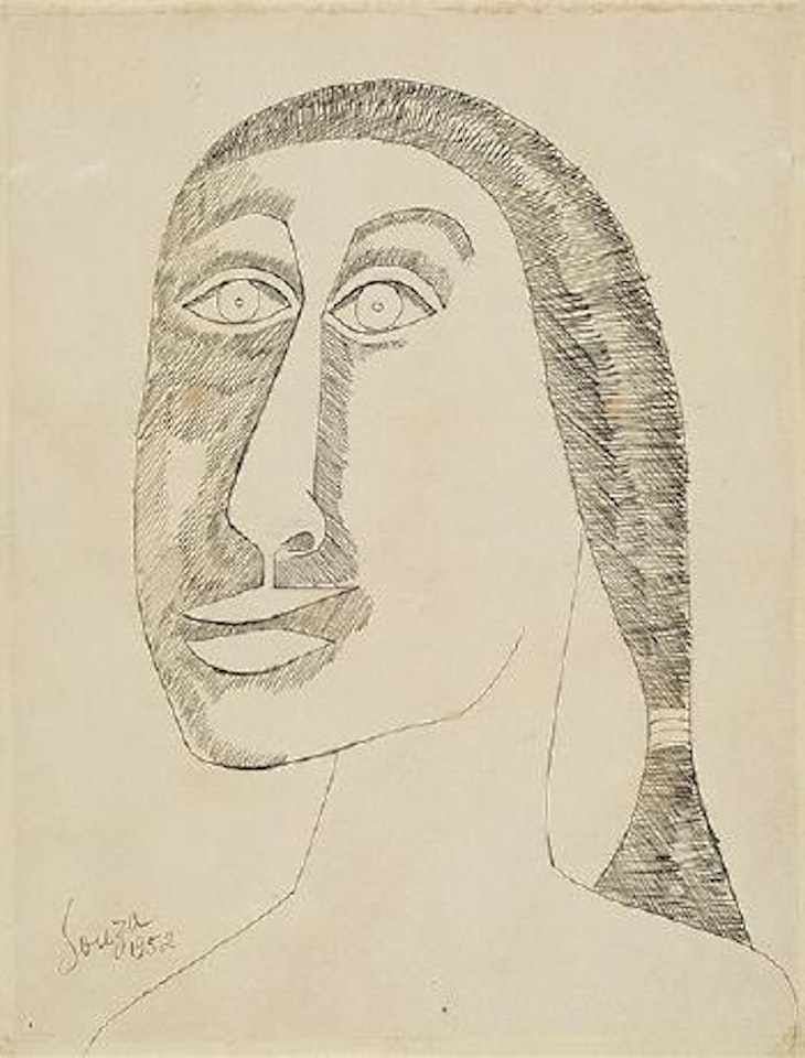 Untitled (Study for a profile of a woman) by Francis Newton Souza
