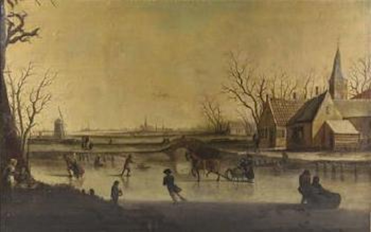 Eisvergnügen in ländlicher Idylle by Jan Abrahamsz. Beerstraten