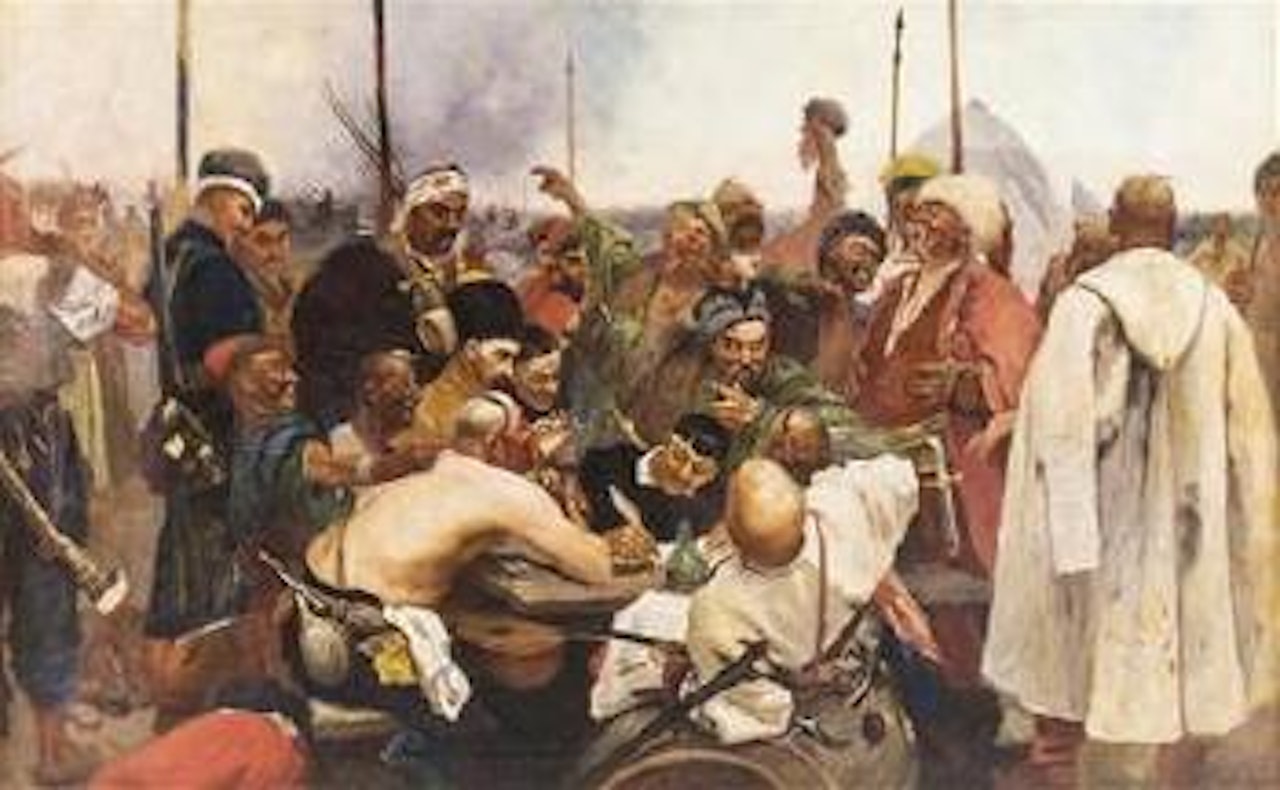 Die Saporoger-Kosaken schreiben dem türkischen Sultan einen Brief by Ilya Yefimovich Repin