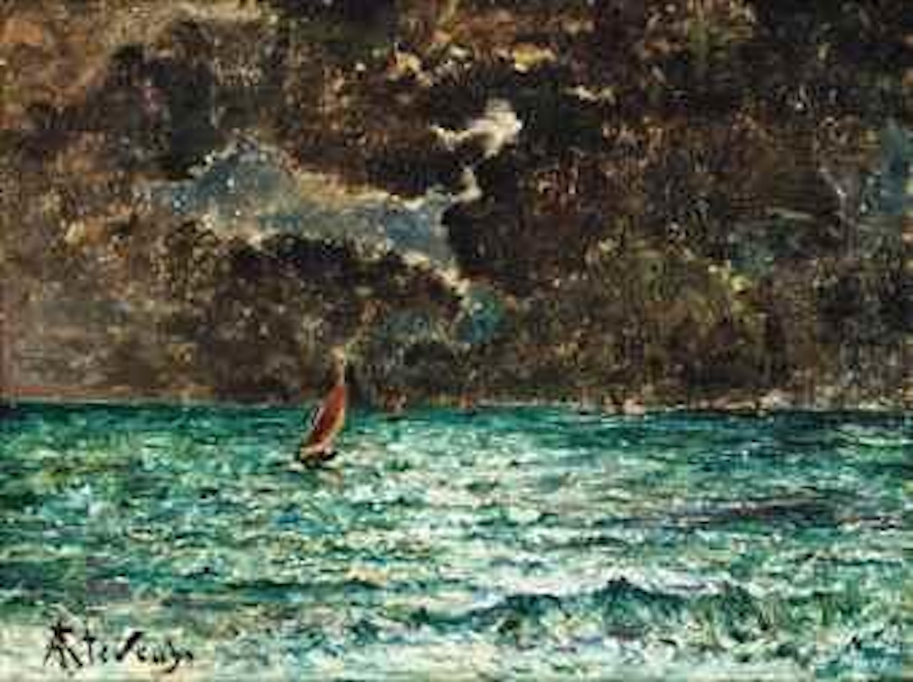Sailing boats in the moonlight by Alfred Stevens