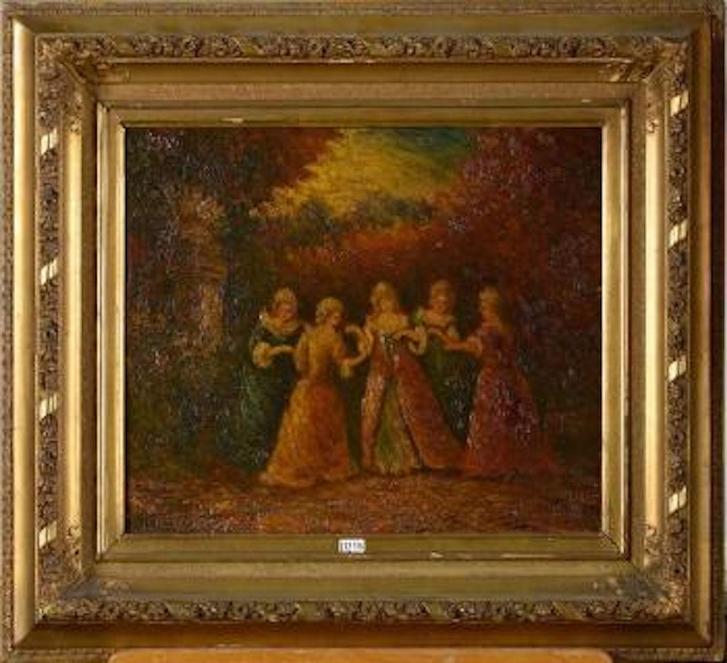 Jeunes Filles Jouant À Colin Maillard Dans Un Parc by Adolphe Monticelli