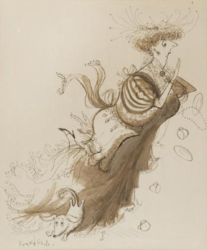 Grande Dame with Pooch by Ronald Searle