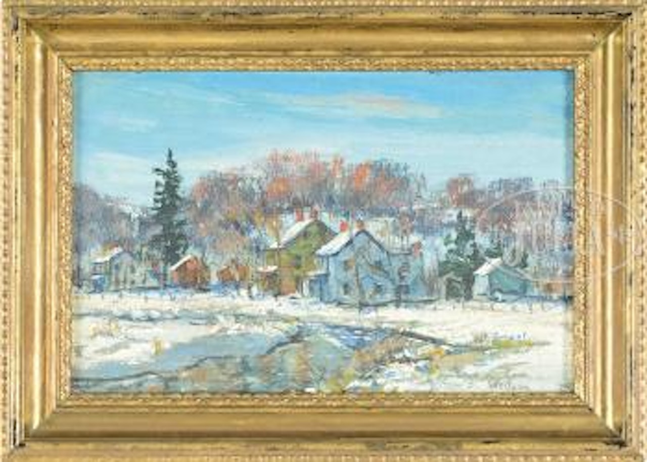 River landscape in winter by Walter Emerson Baum