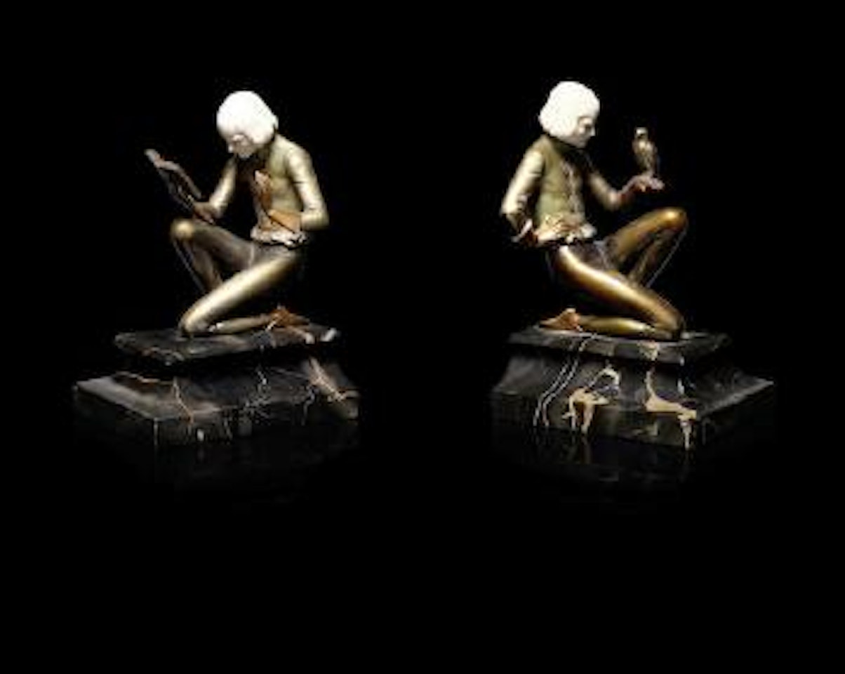 A Pair Figural Bookends by Ferdinand Preiss