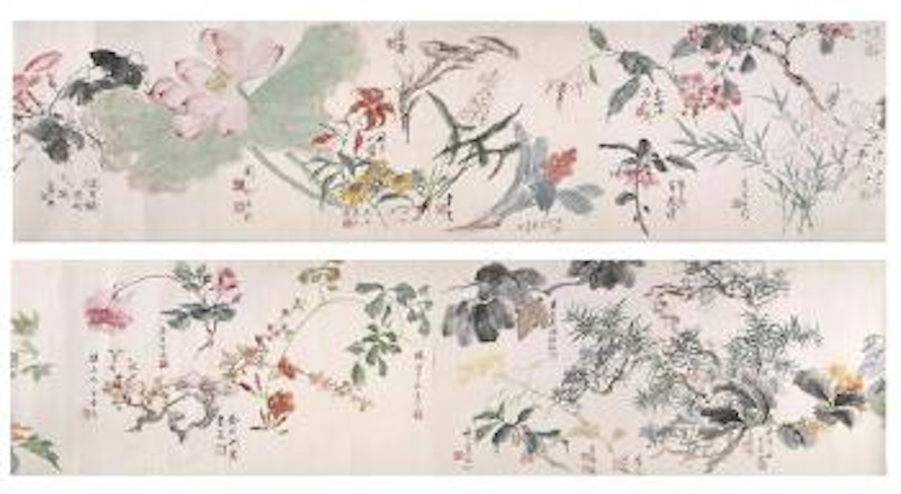One hundred flowers by Jiang Hanting  by Kong Xiaoyu  by Qian Juntao  by Tang Yun  by Tao Lengyue by Zhang Daqian