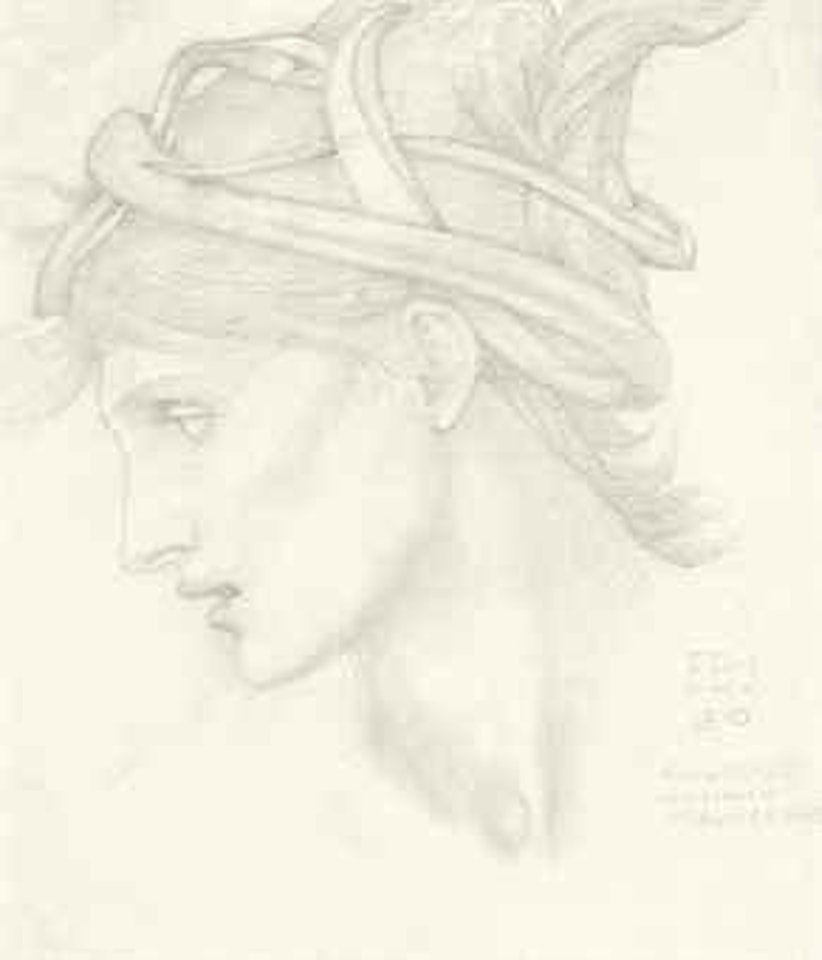 Head study of Maria Zambaco for Nimue in 'The Beguiling of Merlin' by Edward Coley Burne-Jones