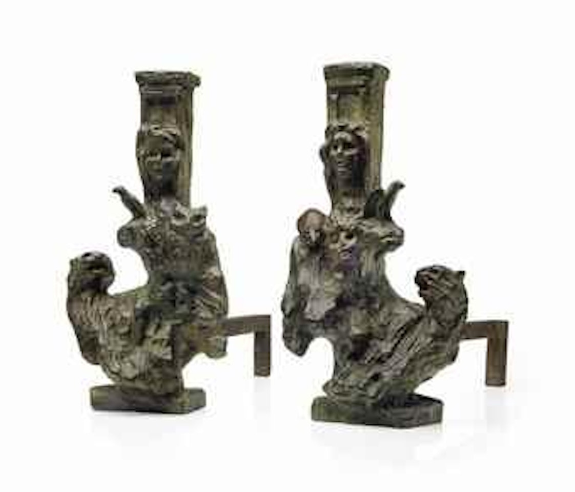 Pair of 'Dompteuses' andirons by Diego Giacometti