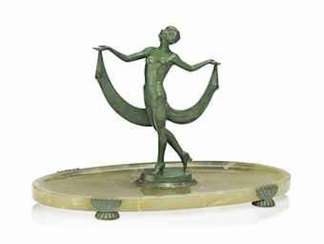 A semi-nude female figure in a dance pose by Josef Lorenzl