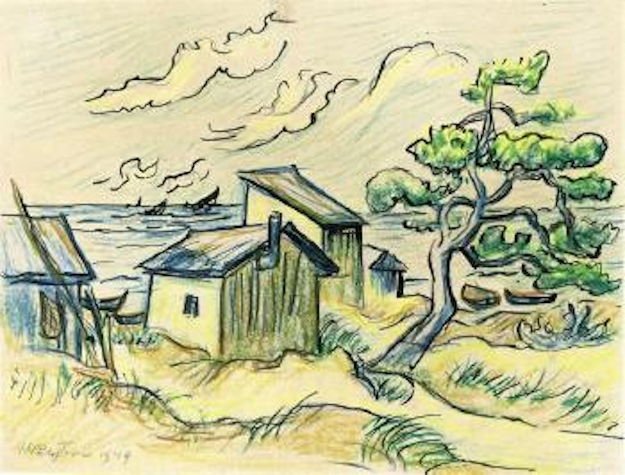 Fischerhütten in Ückeritz III by Max Pechstein
