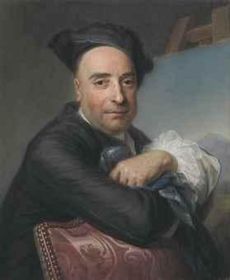 Portrait of Claude Dupouch, half-length, leaning on a chair by Maurice Quentin de la Tour