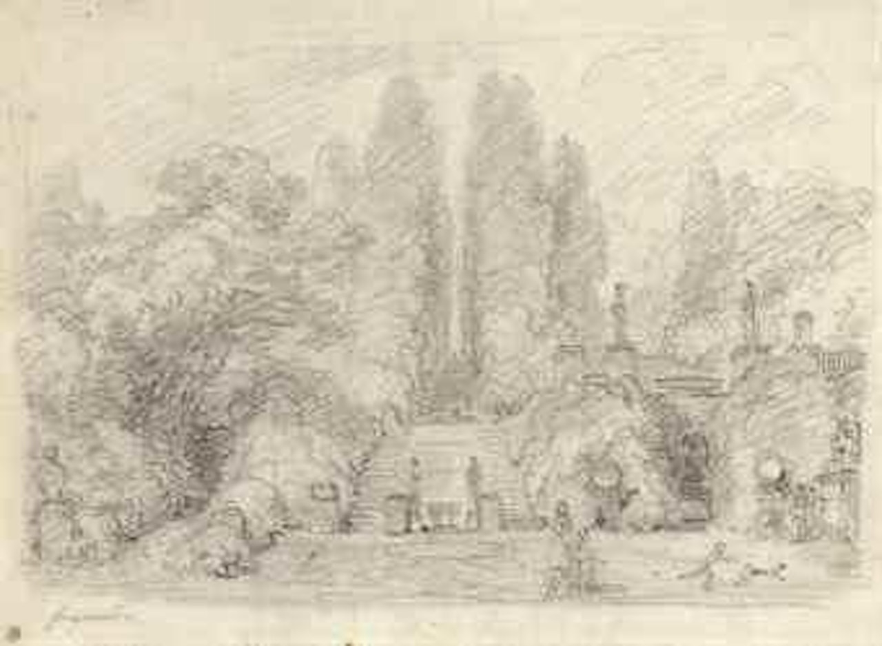 An Italian park with stairs by Jean-Honoré Fragonard