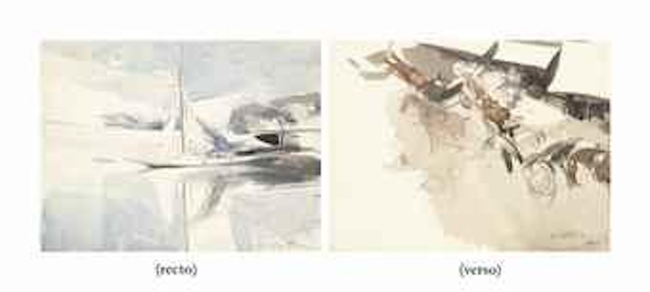 A sailboat at mooring (verso); Horsedrawn carriages seen from above (recto) by Giovanni Boldini