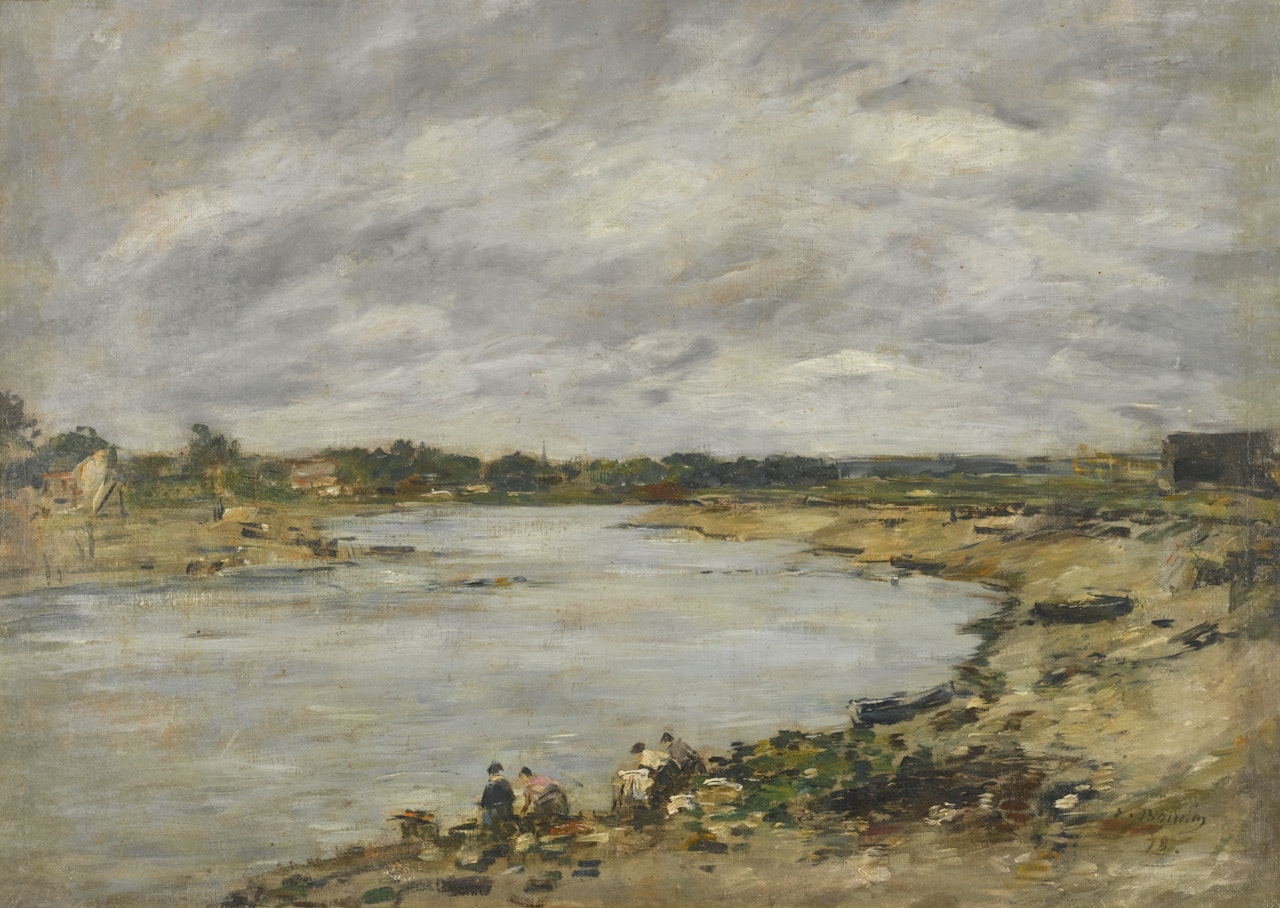 LAVEUSES AU BORD DE LA TOUQUES by Eugène Boudin