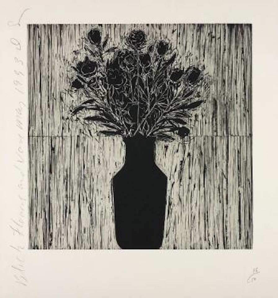 Black Flower and Vase by Donald Sultan