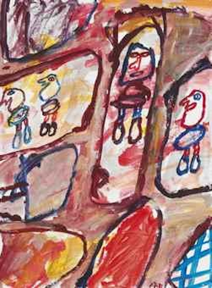 Site avec 4 personnages by Jean Dubuffet