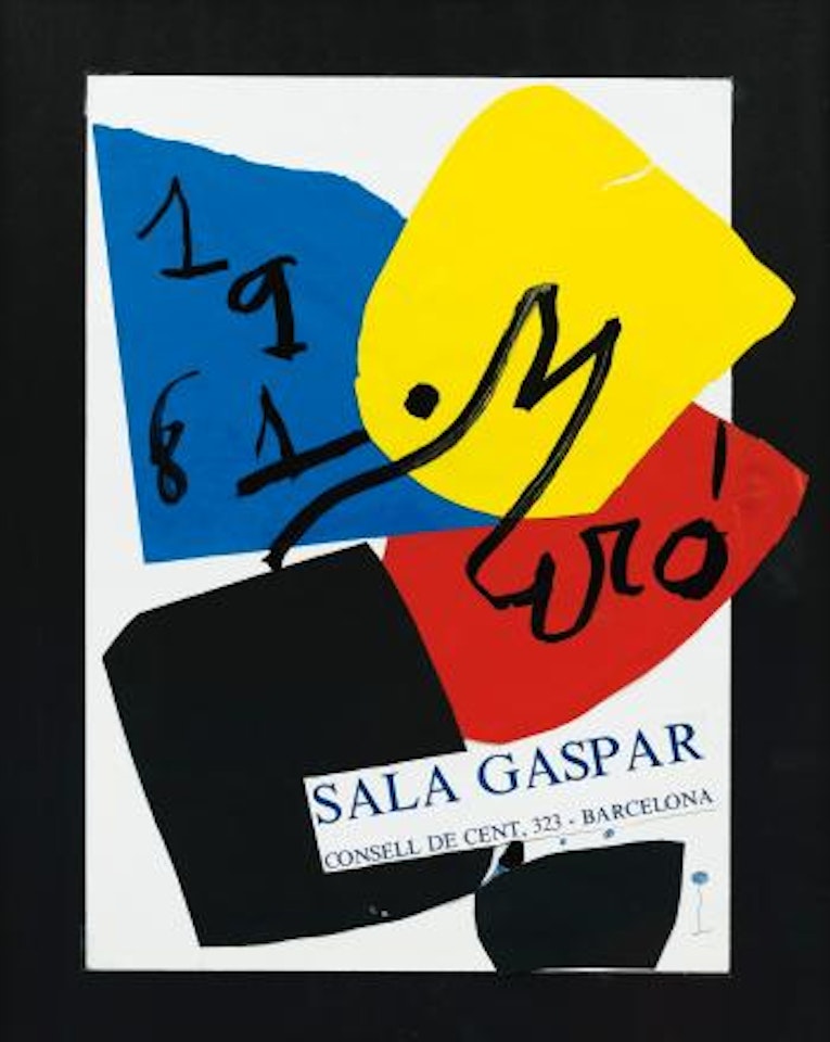Maquette pour l'affiche de la présentation du livre Llibre dels sis sentis, Sala Gaspar, Barcelone by Joan Miró