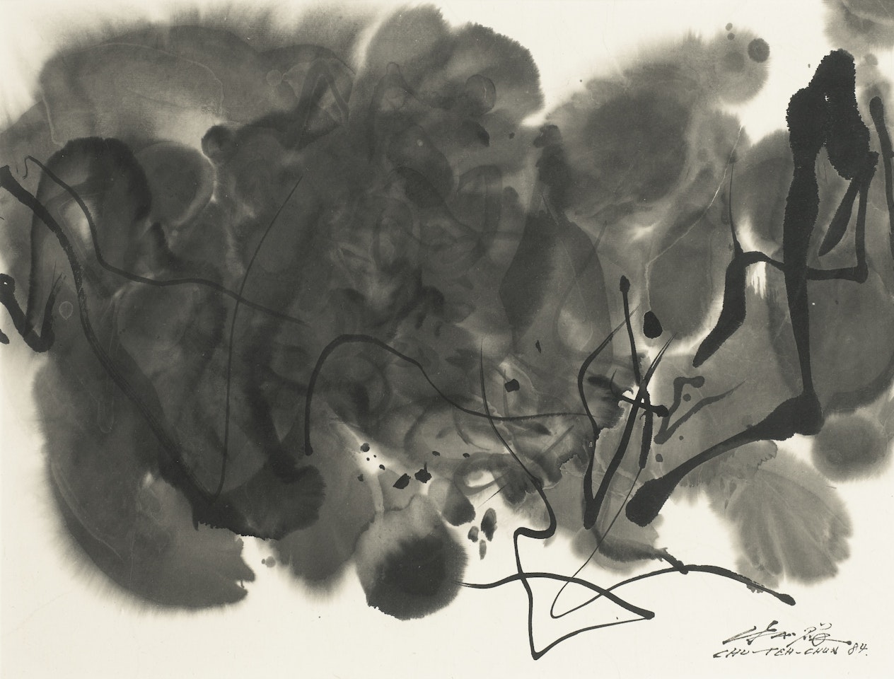 SANS TITRE
SIGNED, SIGNED IN CHINESE AND DATED 84; INK ON PAPER. EXECUTED IN 1984. by Chu Teh-Chun