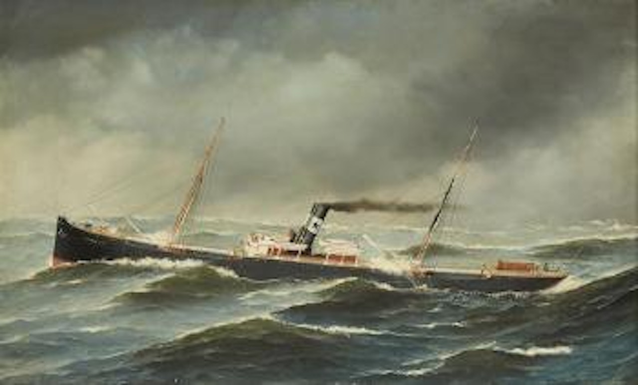 The S.S. Boston City at sea by Antonio Jacobsen