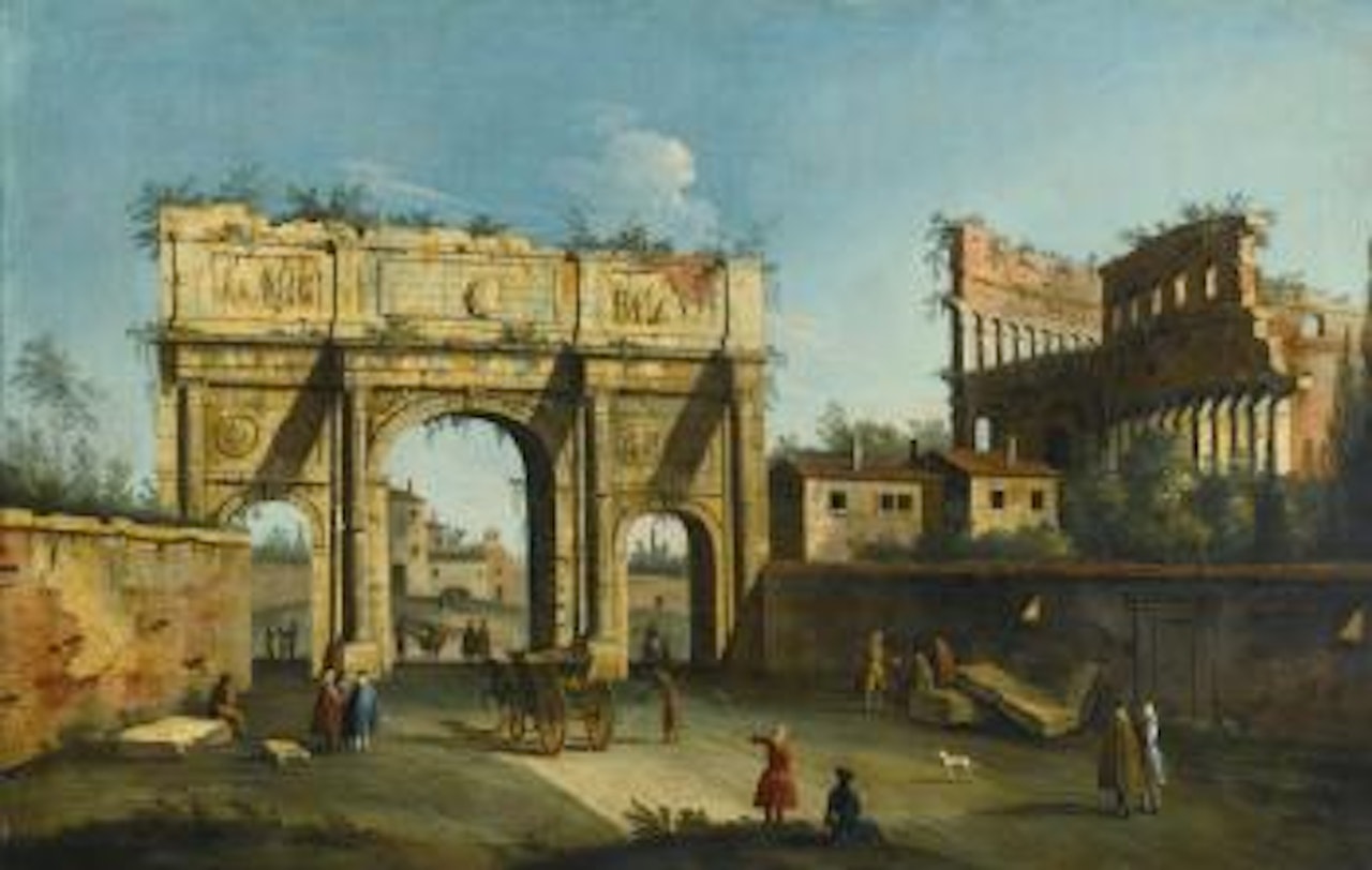 Rome, a view of the Arch of Constantine and the Colosseum by Apollonio Domenichini