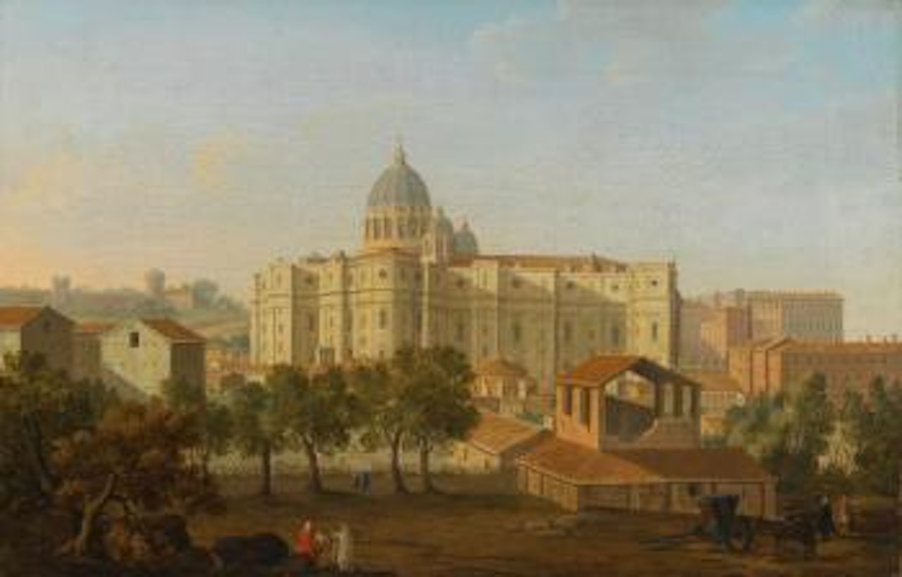 Rome, a view of the Apse of Saint Peter's, with an Artist Sketching in the Foreground by Giacomo van Lint