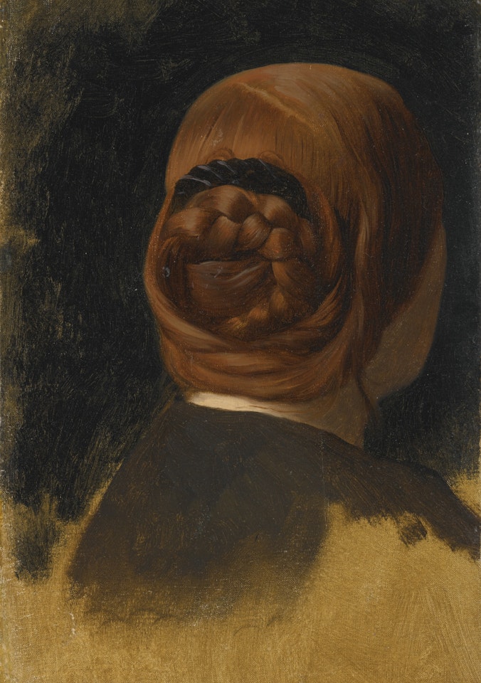 WOMAN WITH RED COILED BRAID (T�TE DE FEMME VUE DE DOS) by Jean Léon Gérome