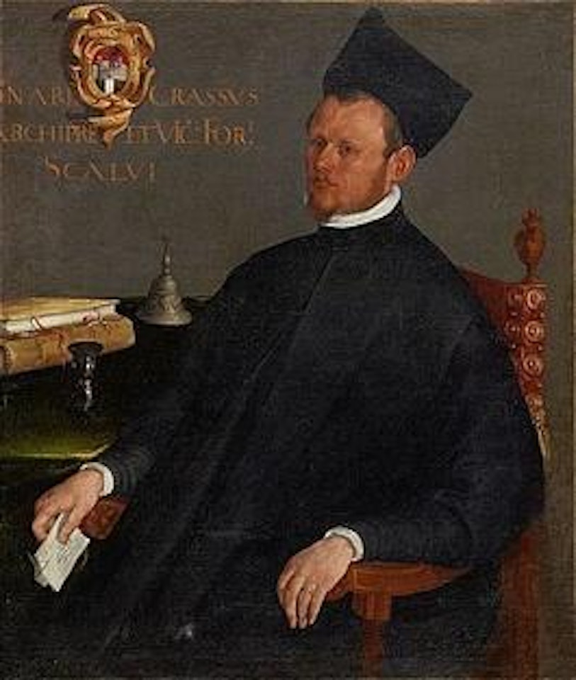 Porträtt föreställande B'nard Crassus Archiprb (Archipresbyter/"Archpriest") et Vic(ariu)s For's Scalvi by Italian School