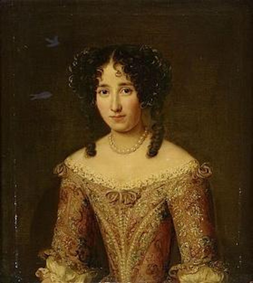 Porträtt föreställande ung kvinna iklädd högtidsdräkt by Jacob Ferdinand Voet