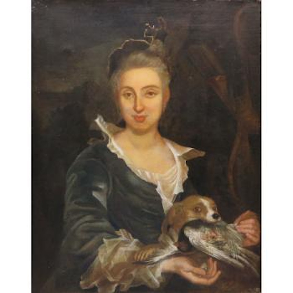 Portrait of a lady with a hunting dog by Pietro Longhi