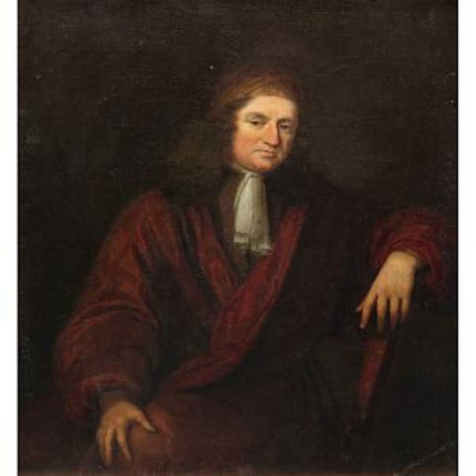 Portrait of a gentleman in a red dressing gown by Nicolaes Maes