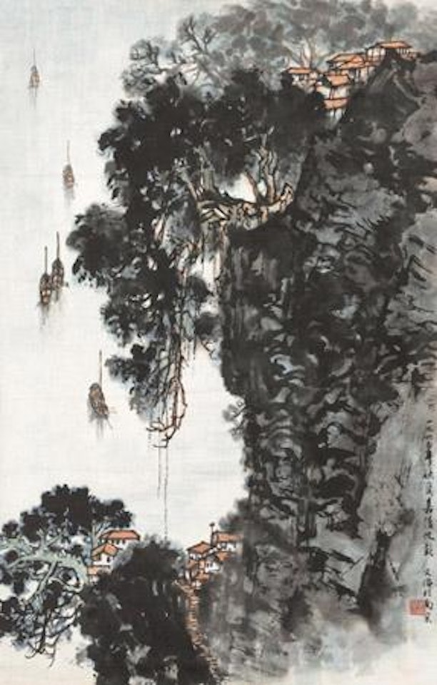 Boats on Jialing River by Song Wenzhi