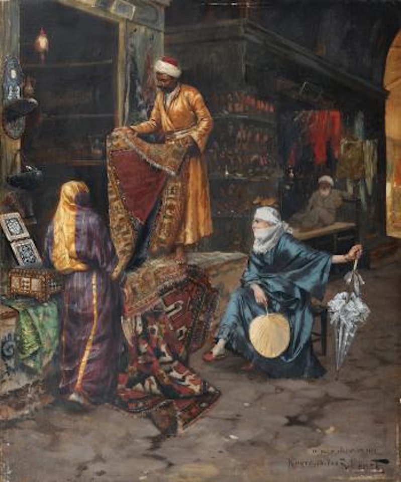Le Marchand De Tapis Dans Un Souk by Rudolf Ernst