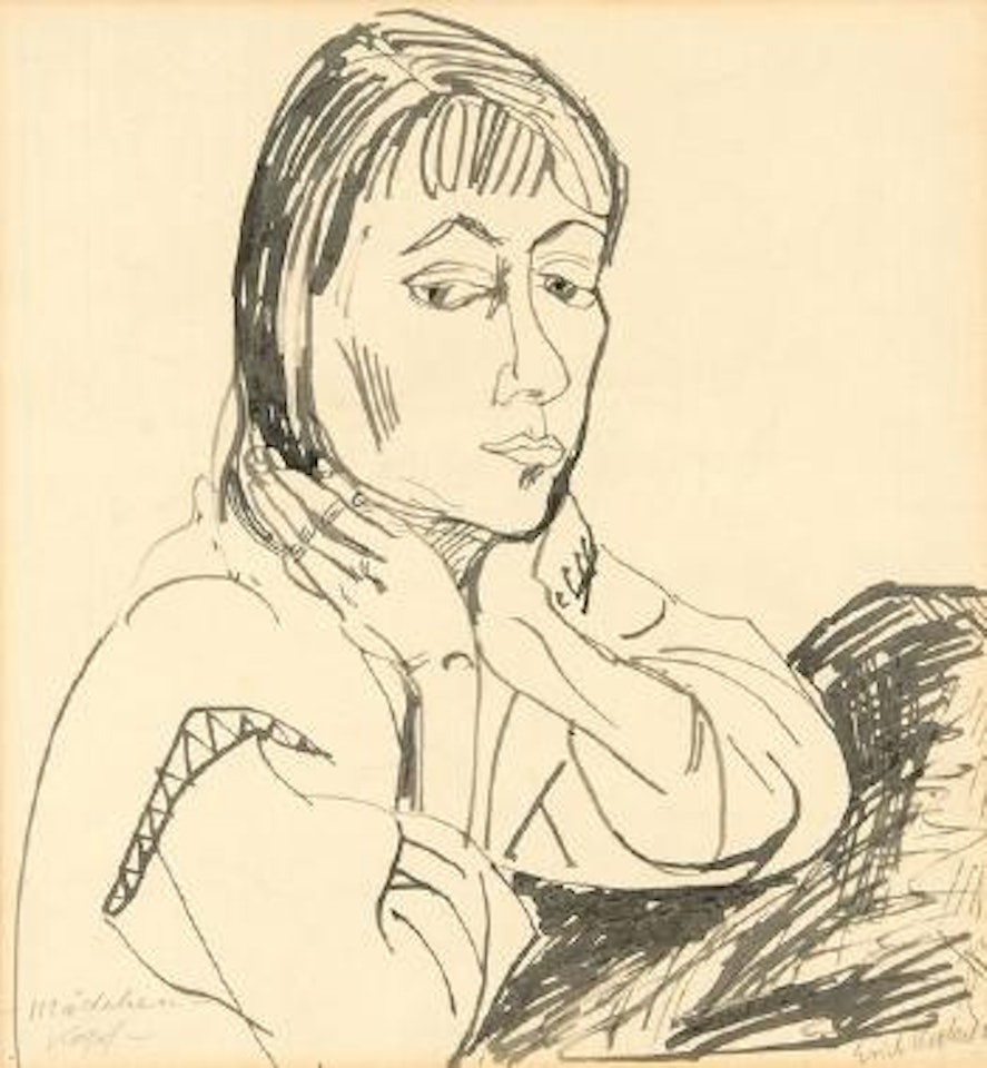 Mädchenkopf (Siddi Heckel) by Erich Heckel