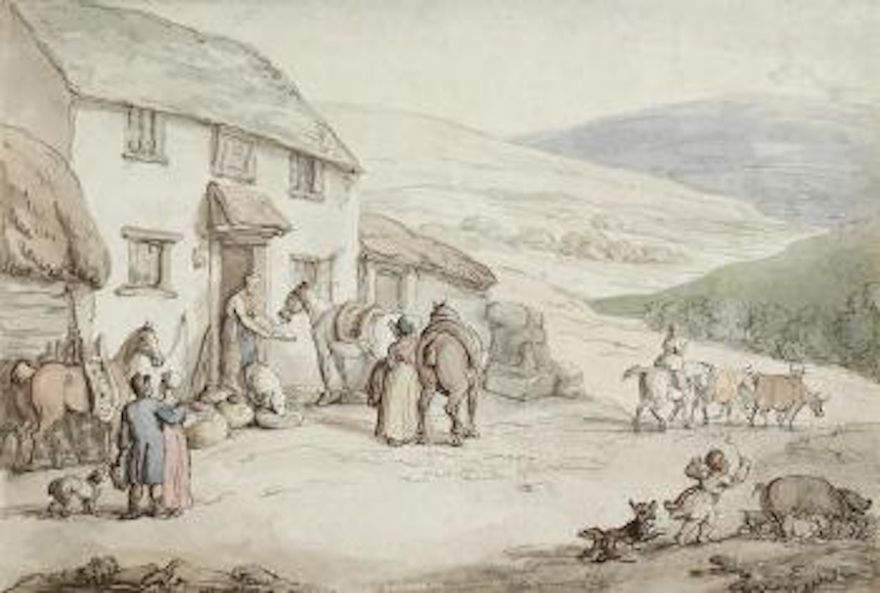Deer in parkland by Thomas Rowlandson