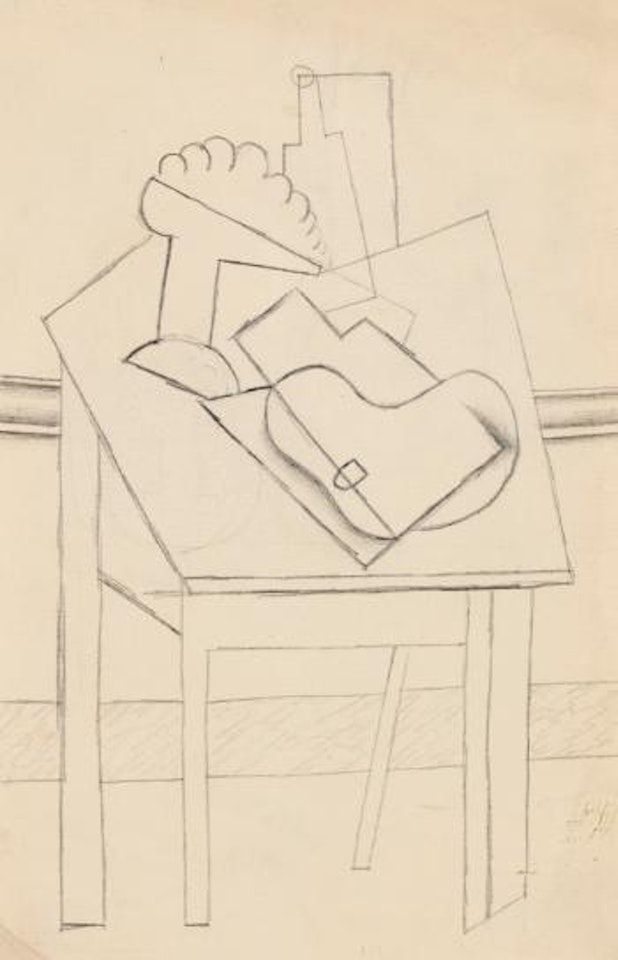 Compotier Et Instruments De Musique Sur Une Table Carrée by Pablo Picasso