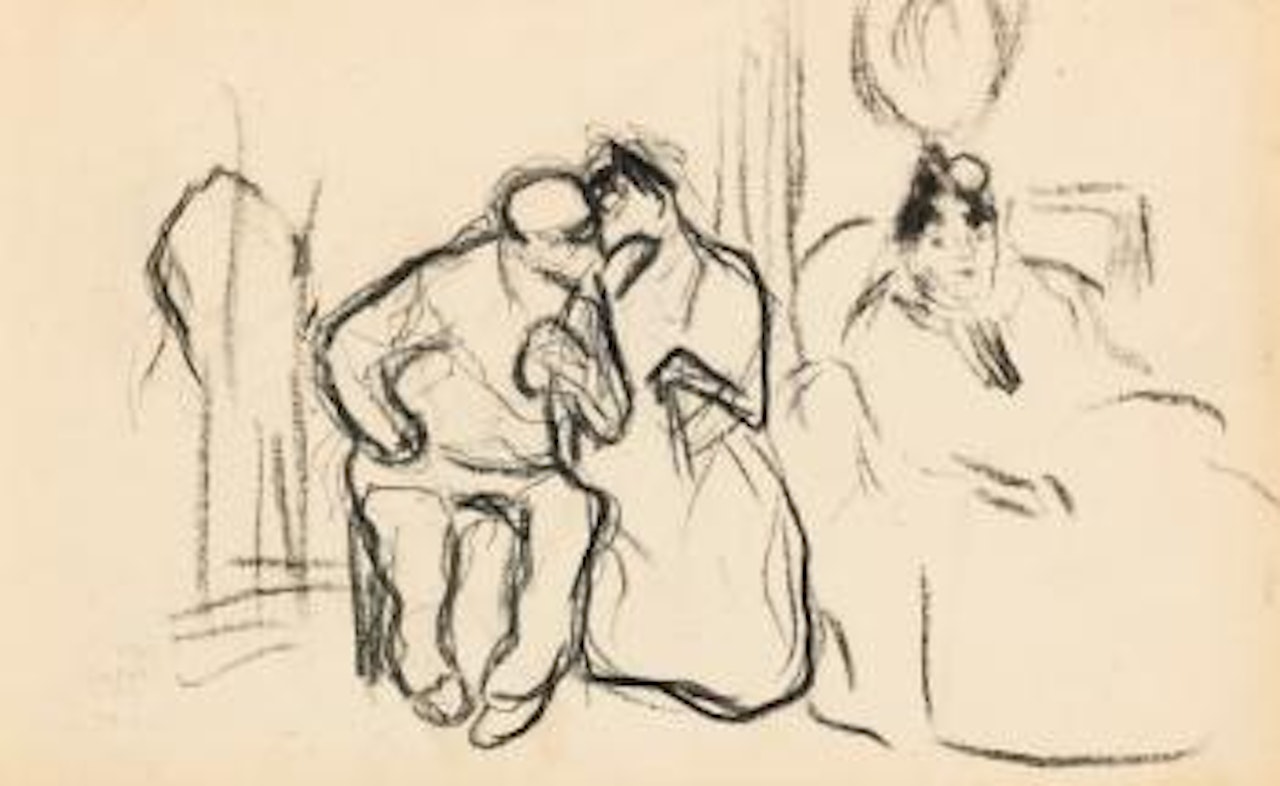 Deux Femmes Et Un Homme Assis Dans Un Intérieur by Pablo Picasso