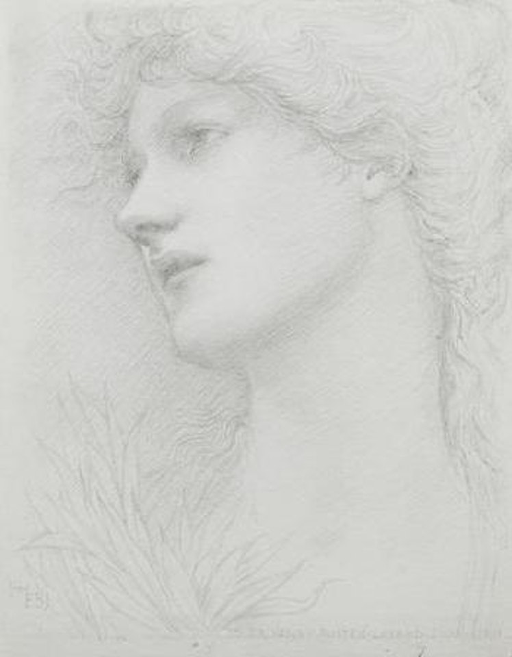 Head study of a girl in profile by Edward Coley Burne-Jones