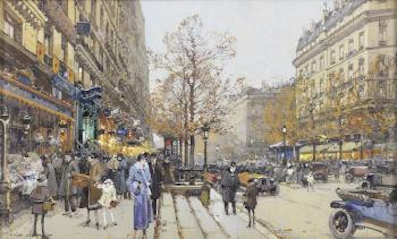 Paris street scene by Eugene Galien-Laloue