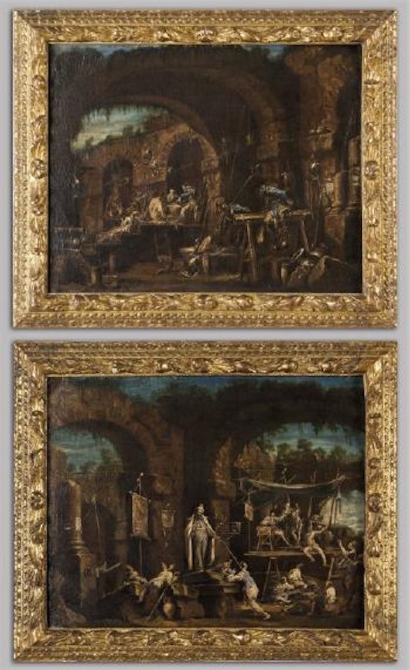 Soldati accampati fra le rovine. Indovini, cantastorie e pulcinella tra le rovine by Alessandro Magnasco