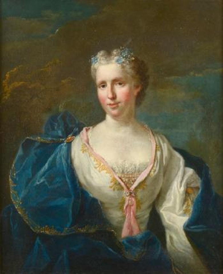 Portrait de jeune femme à la robe bleue by Jean-Baptiste Oudry