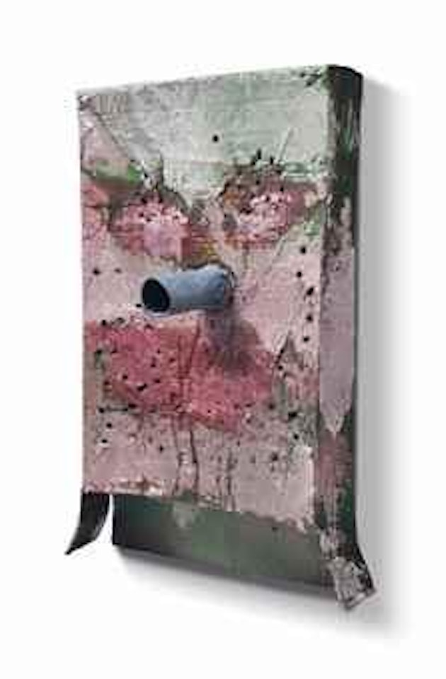 Untitled (Pink and Green Articulated Face Hanging Perforated Mask M3.a) by Mark Grotjahn